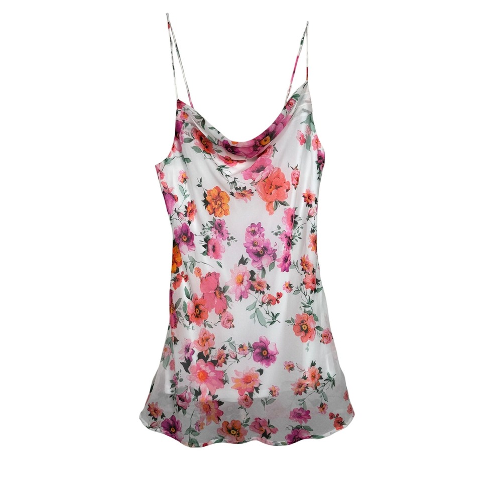 Altar'd State Zaylie Floral Cowl Neck Mini Dress White Medium FF37‎